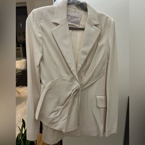 Carolina Herrera White Deep V Detailed Blazer